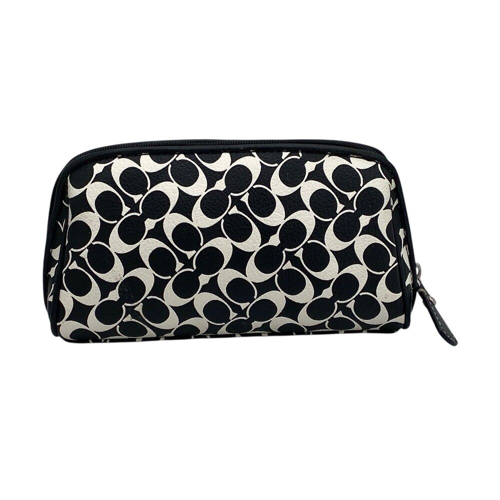 Coach Heritage Signature Logo Coated Canvas Cosmetic‎ Bag - Picture 4 of 12